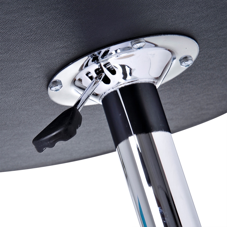 image 1 of HOMCOM Round Bar Table, 360 Degree Swivel Counter Pub Table with Adjustable Height, Metal Base, Bistro Desk for Kitchen, Cafe, Dining Room, Black