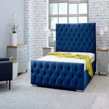 Macono Plush Double Bed Frame - Blue
