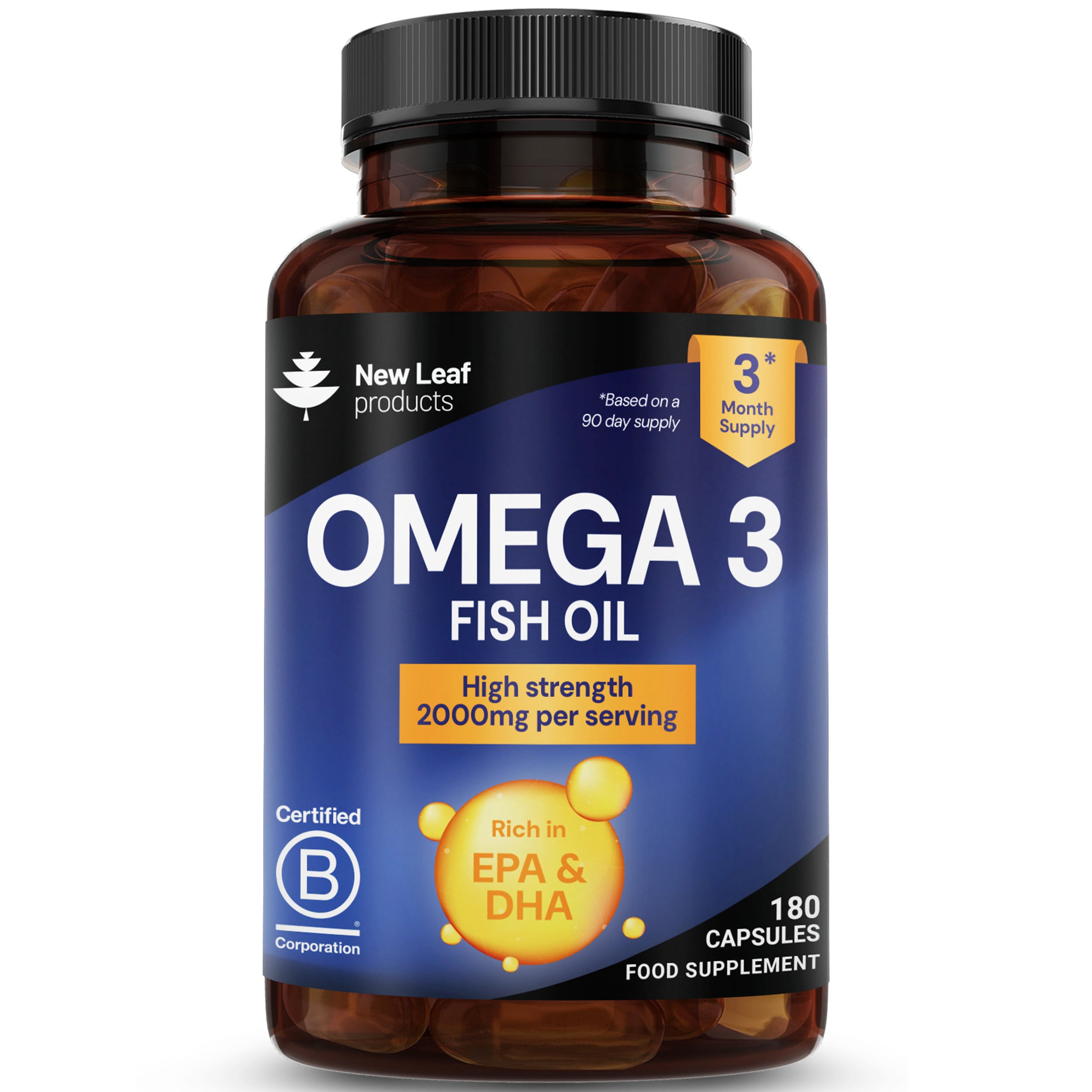 Omega 3 2000mg High Strength EPA DHA 180 Softgels
