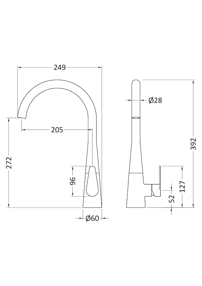 image 1 of Situla Kitchen Mono Mixer Tap Single Lever Brushed Nickel 398mm | Silver | Brushed Nickel | 1