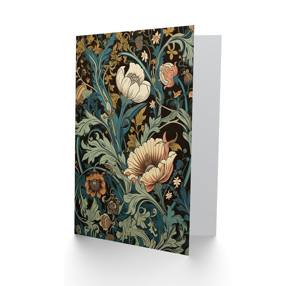 image 1 of Flowers Leaves Modern Nouveau Mothers Day Thank you Birthday Card