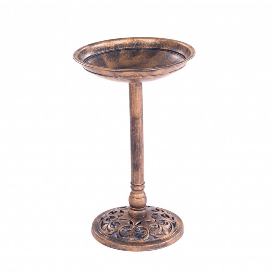 image 1 of Traditional Ornamental Pedestal Garden Water Bird Bath (Bronze)
