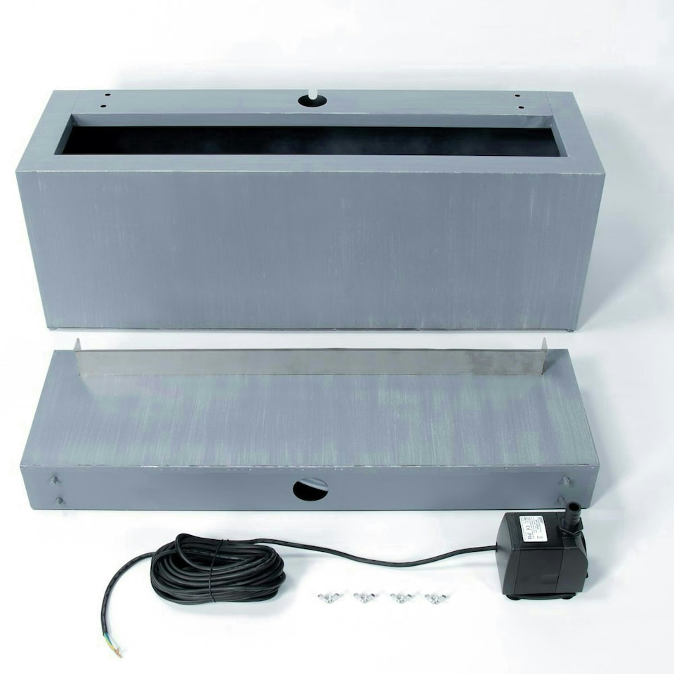 image 1 of Primrose Blade Fountain Brushed Trough Stainless Steel Water Feature Silver 57cm