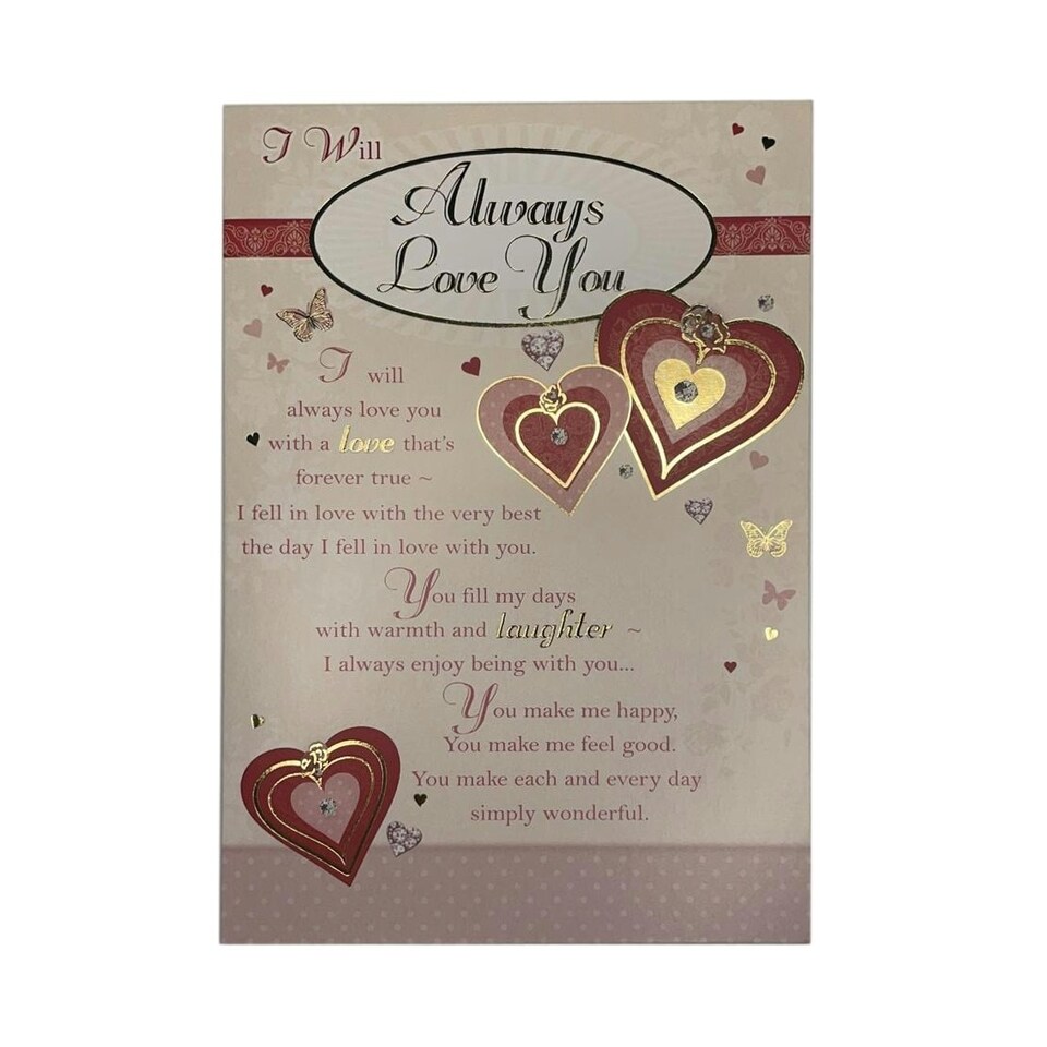 image 1 of I Will Always Love You Hearts Design Open Greeting Card