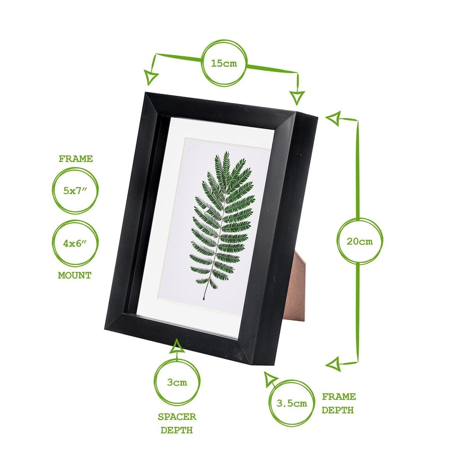 image 1 of Nicola Spring 5 x 7" Photo Frame - Dark Wood/Black Mount - 3D Photo Frame Picture Frame Box Portrait Display Case (20 x 15cm)