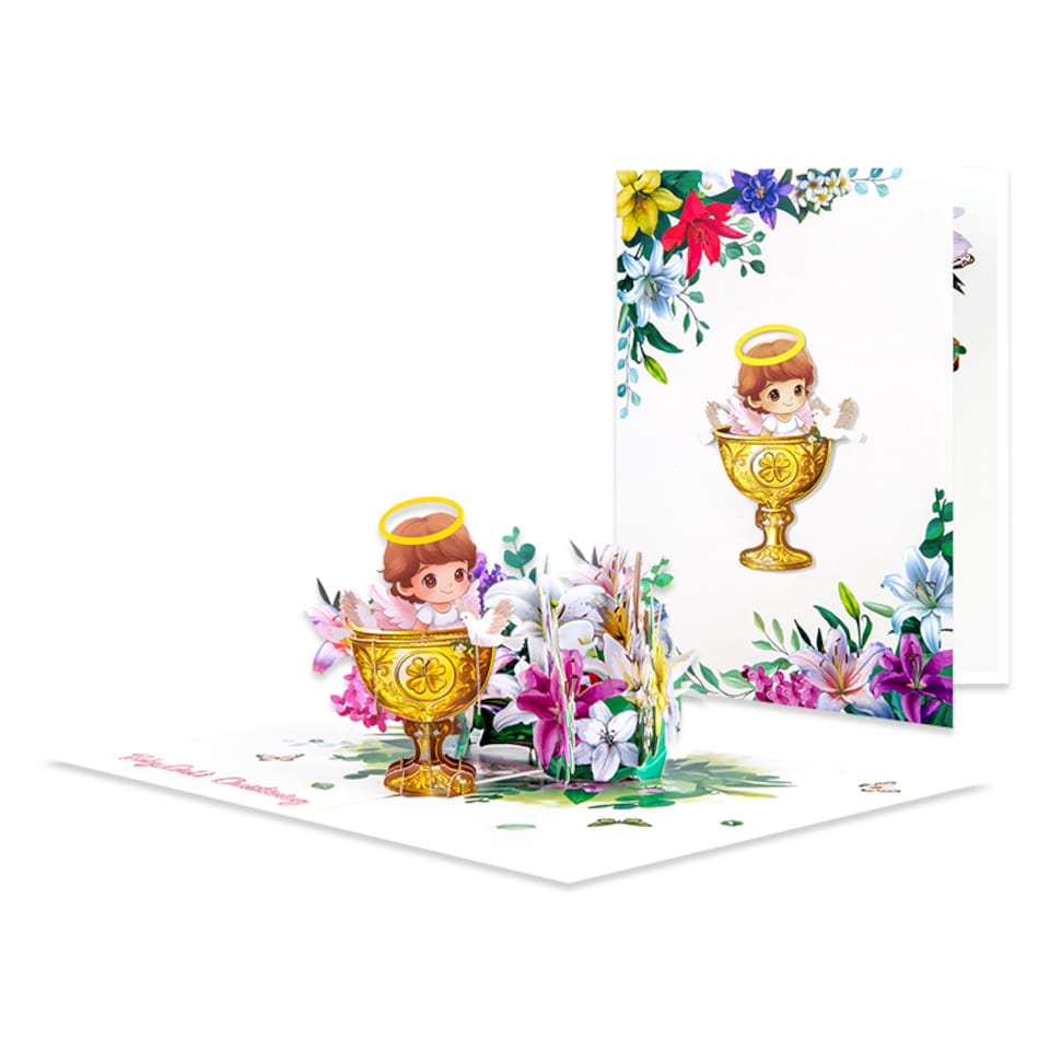 image 1 of Blessed Beginnings Girl’s Baptism 3D Pop Up Christning Card