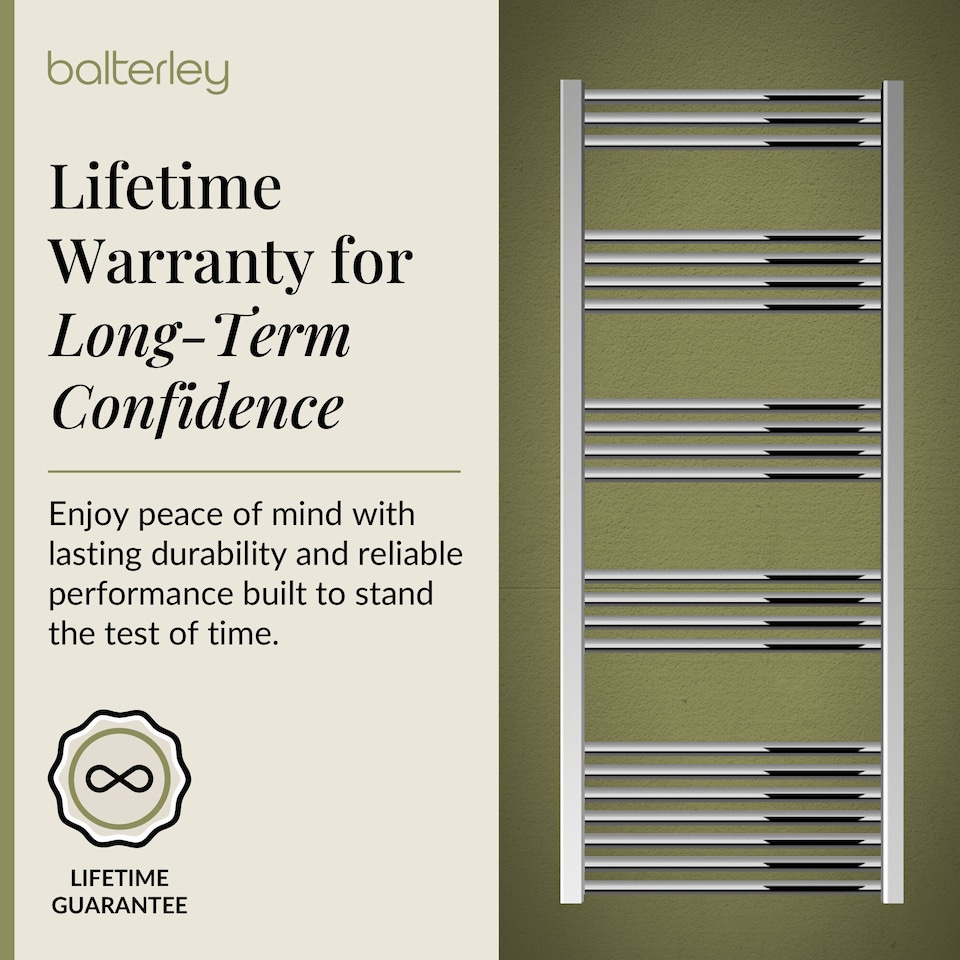 image 1 of Straight Heated Towel Rail Radiator, 481W, 600 x 1400mm, Chrome | Silver | Chrome