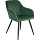 image 1 of Dining Chair Marilyn - with armrests, padded, velvet look, black steel legs | Green | dark green / black | 1