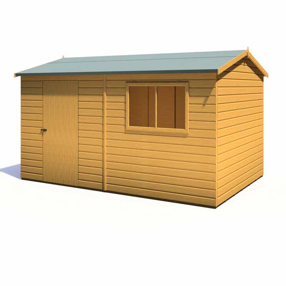image 1 of Lewis 12 x 8 Feet Single Door Reverse Apex Style D Shed - L256.6 x W371.4 x H220.7 cm
