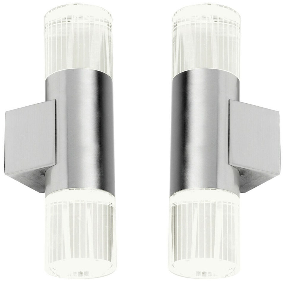 image 1 of 2 PACK IP44 Accent LED Light Steel Double Glass Up Down Wall Lamp Porch Garden