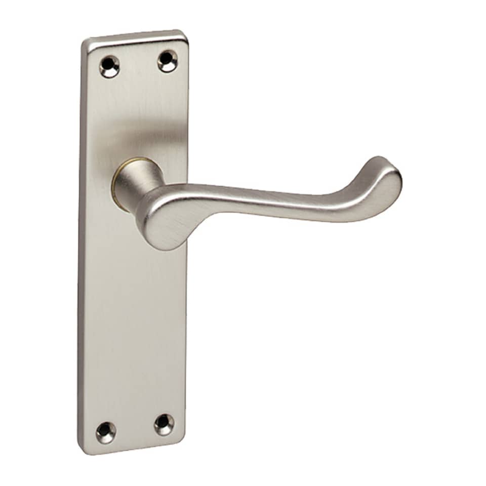 image 1 of Door Handles Set Victorian Scroll Metal Lever Latch Internal External | Silver | Satin Nickel 150mm