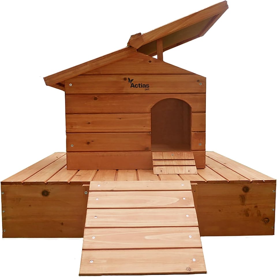 image 1 of Actiaspet Floating Wooden Duck House with Nesting Area | Weatherproof Outdoor Shelter