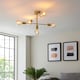 image 3 of Studio Multi Arm Lamp Semi Flush Ceiling Lamp, Satin Brass Plate