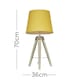 image 3 of ValueLights Distressed Wood and Silver Chrome Tripod Table Lamp with a Mustard Tapered Light Shade - Complete with a 6w LED GLS Bulb 3000K Warm White