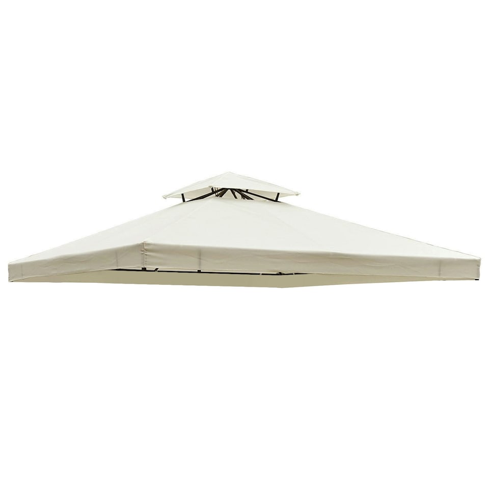 image 1 of Outsunny 3(m) 2 Tier Garden Gazebo Top Cover Replacement Canopy Roof Cream White