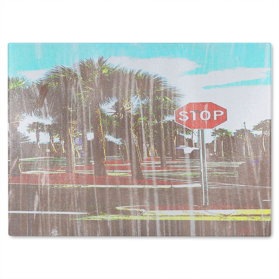 image 1 of Stop Glass Chopping Board | Multi