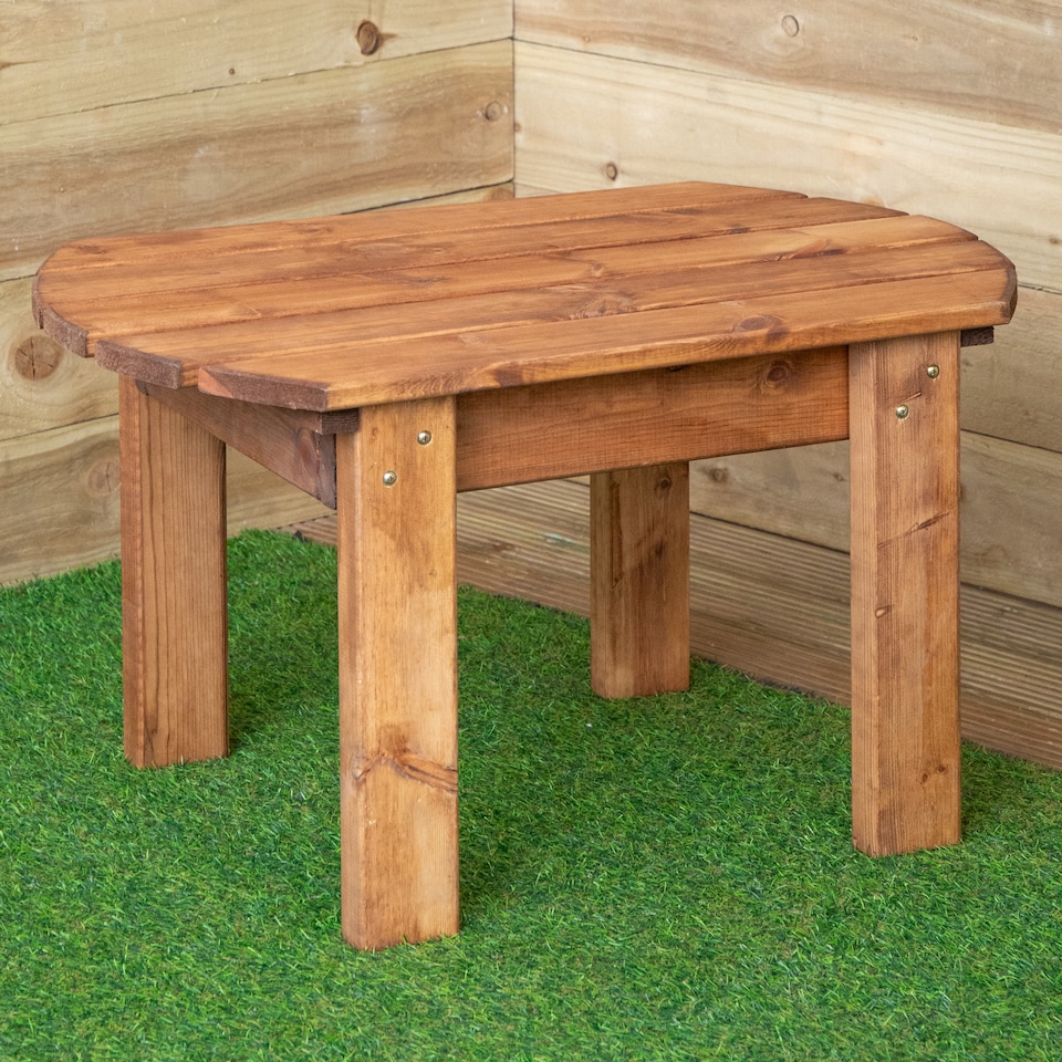 image 1 of 2 Seater Chunky Rustic Wooden Garden Furniture Bench With Coffee Table & Green Cushions
