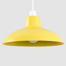 ValueLights Pair Of Retro Style Yellow Metal Easy Fit Ceiling Pendant Light Shades