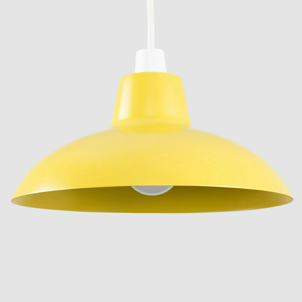 image 1 of ValueLights Pair Of Retro Style Yellow Metal Easy Fit Ceiling Pendant Light Shades