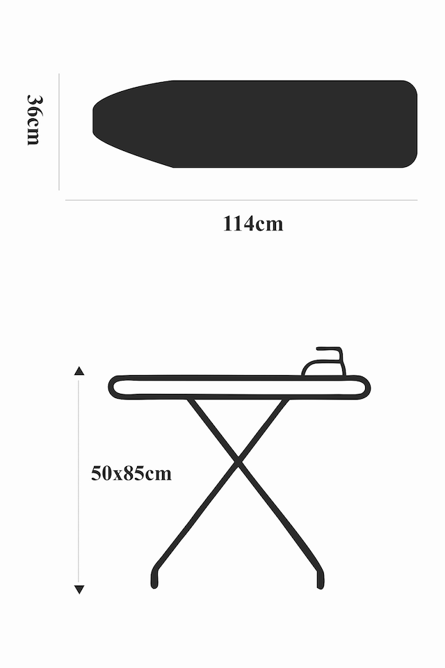 image 1 of TheOwnas Ironing Board. (114x36cm) Foldable Height Adjustable with Steam Iron Rest Cotton Cover.