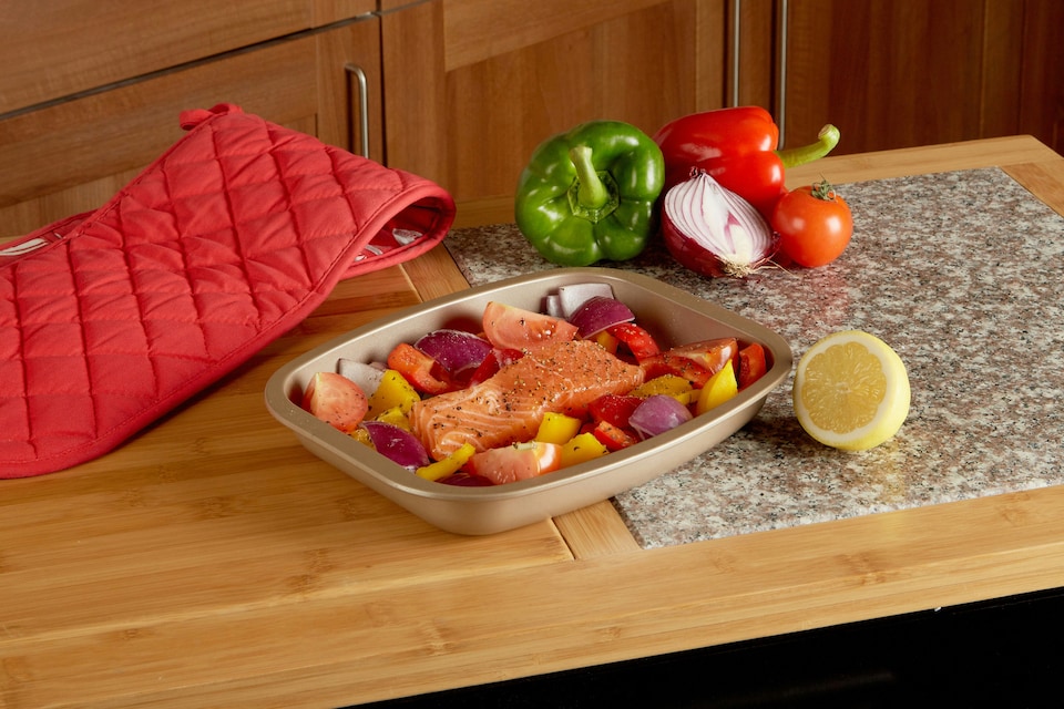 image 1 of Orsina BPA Free 26cm Roasting Pan, Champagne Finish Roasting Dish For Kitchen, Elegant  Roasting Pan For Baking