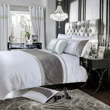 Intimates Chanelle Velvet Faux Silk Duvet Cover & Pillowcase Set Silver | Silver | Super King