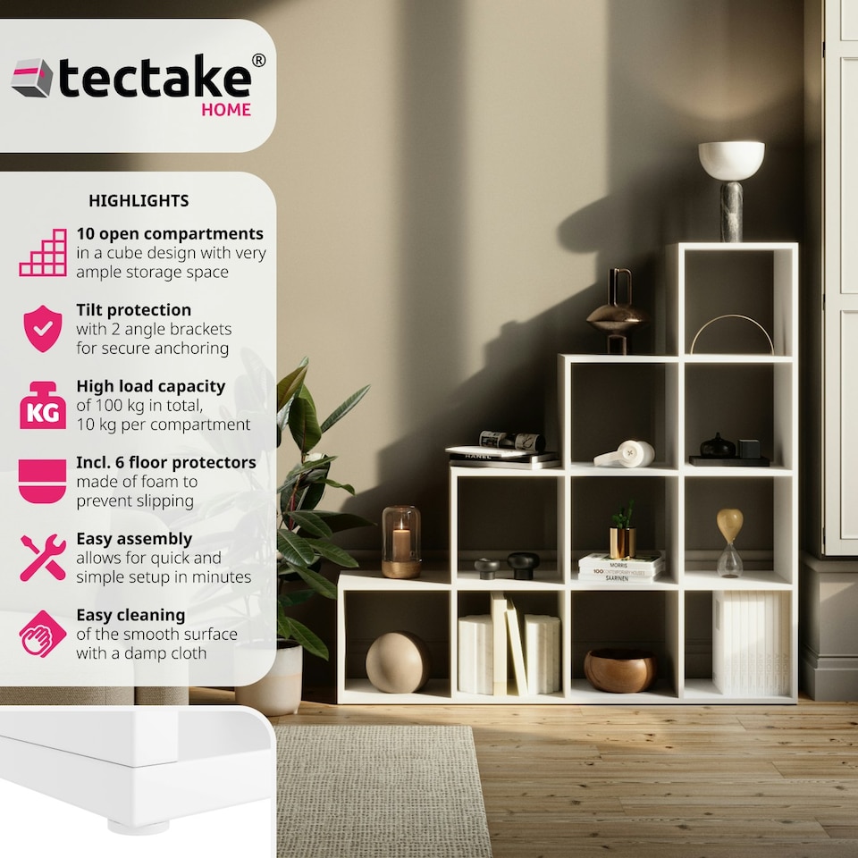 image 1 of Bookshelf Talisa - 10 shelving compartments in cube design White