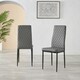 image 2 of Furniturebox 6x Milan Black Leg Grey Hatched Faux Leather Dining Chairs