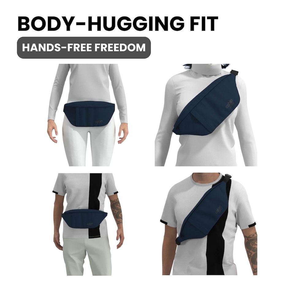 image 1 of CabinZero Bum Bag 2L, Anti-Theft RFID Blocking Travel Hip Pack | Blue | Navy
