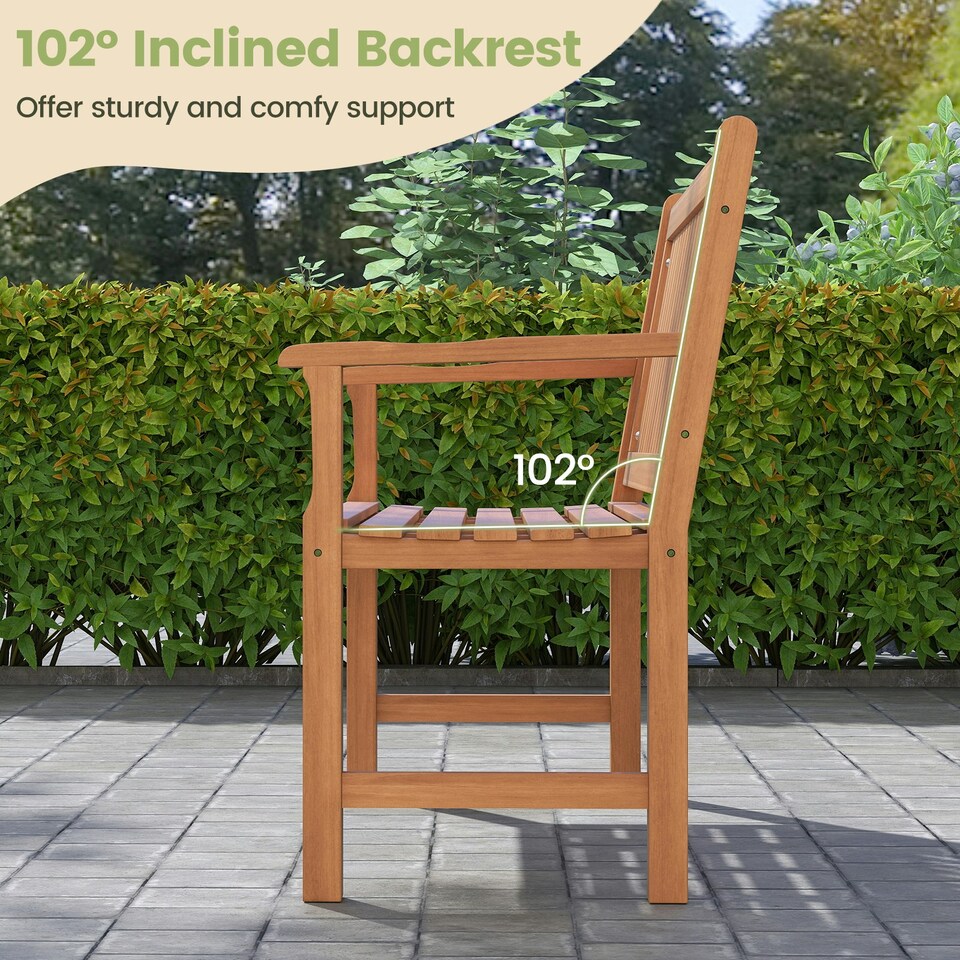 image 1 of COSTWAY 120 CM Outdoor Bench Solid Wood Garden Bench Brown
