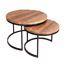 Codd Set of 2 Coffee Tables Railway Sleeper Wood Brown