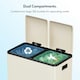 image 2 of VonHaus 60L Cream Kitchen Bin, Large 2 Compartment Recycling Bin (2 x 30L) Cream