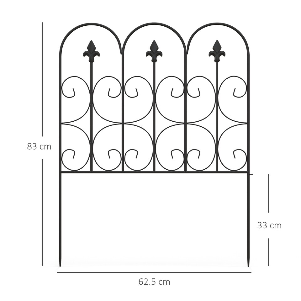 image 1 of Outsunny 5PCs Decorative Garden Outdoor Picket Fencing Metal Border Edging