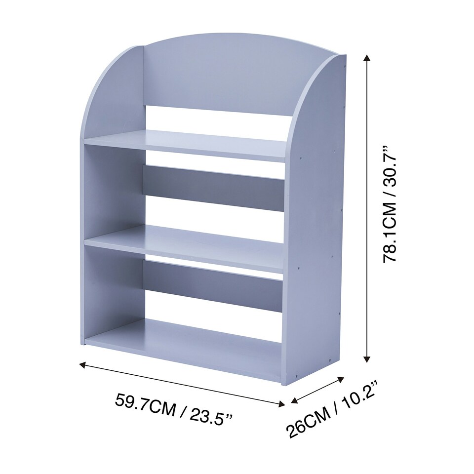 image 1 of Teamson Kids Children's 3 Shelf Bookcase, Grey