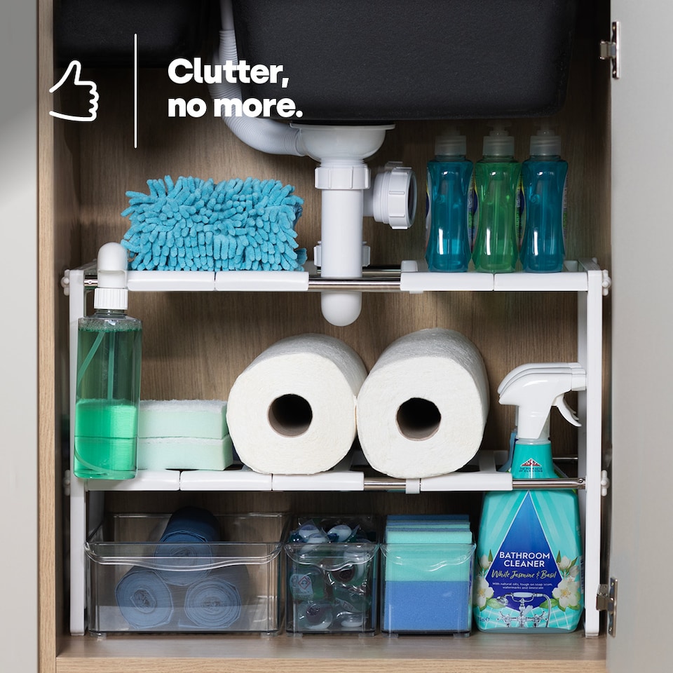 image 1 of Under Sink Storage Shelf White