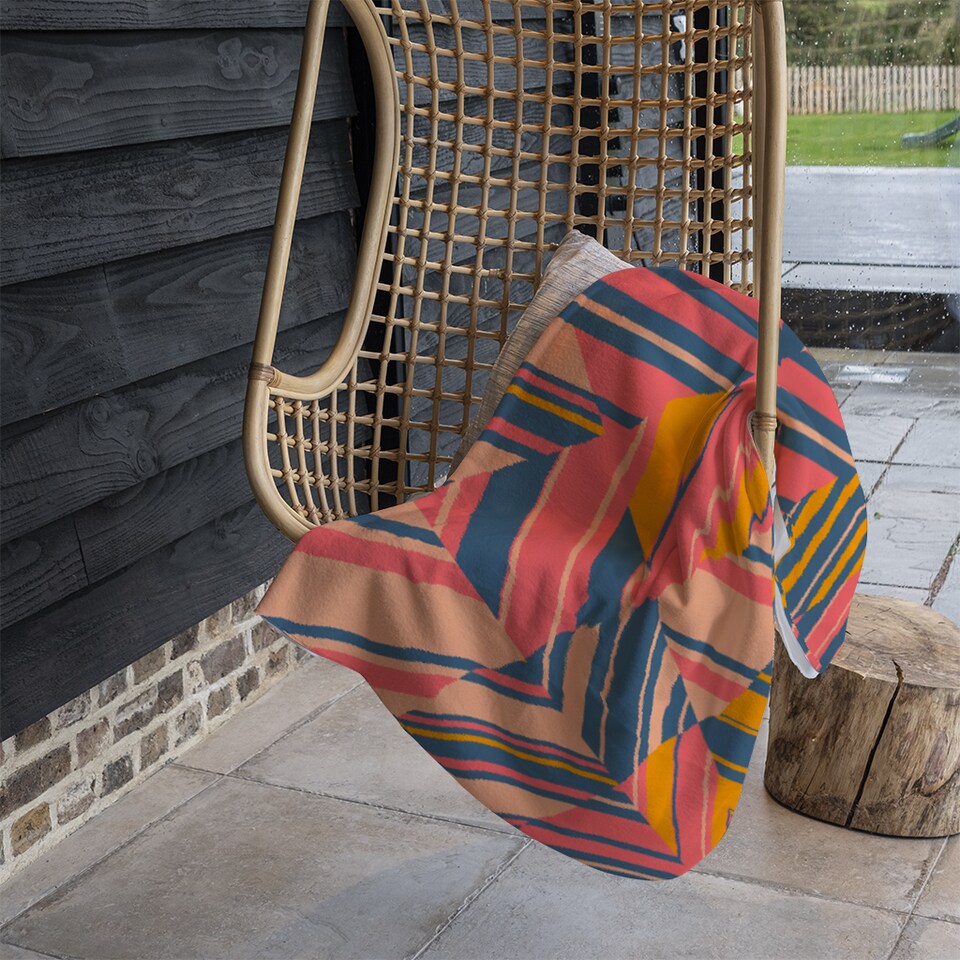 image 1 of Striped Bright Geometric Pattern Blanket | Multi