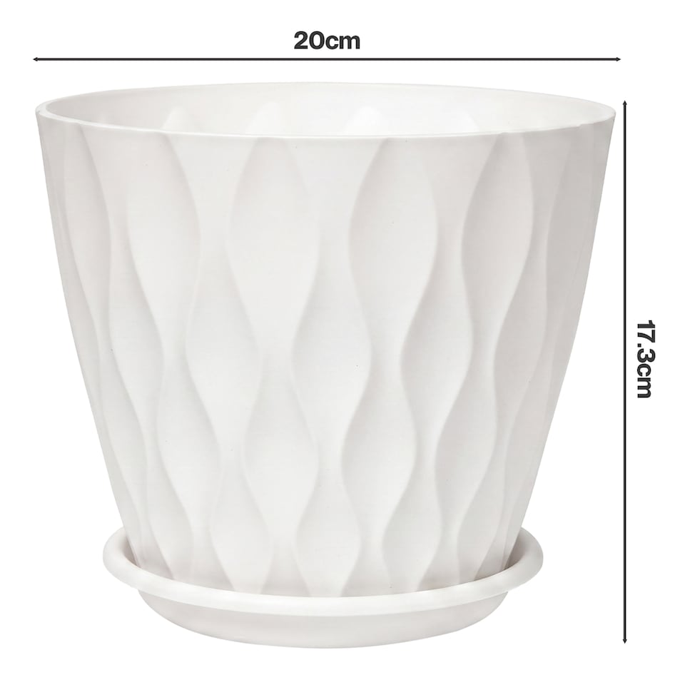 image 1 of TOQUE Plant Pots,5Pc 8 Inch Plant Pots Indoor,Drainage,PP Plastic,White