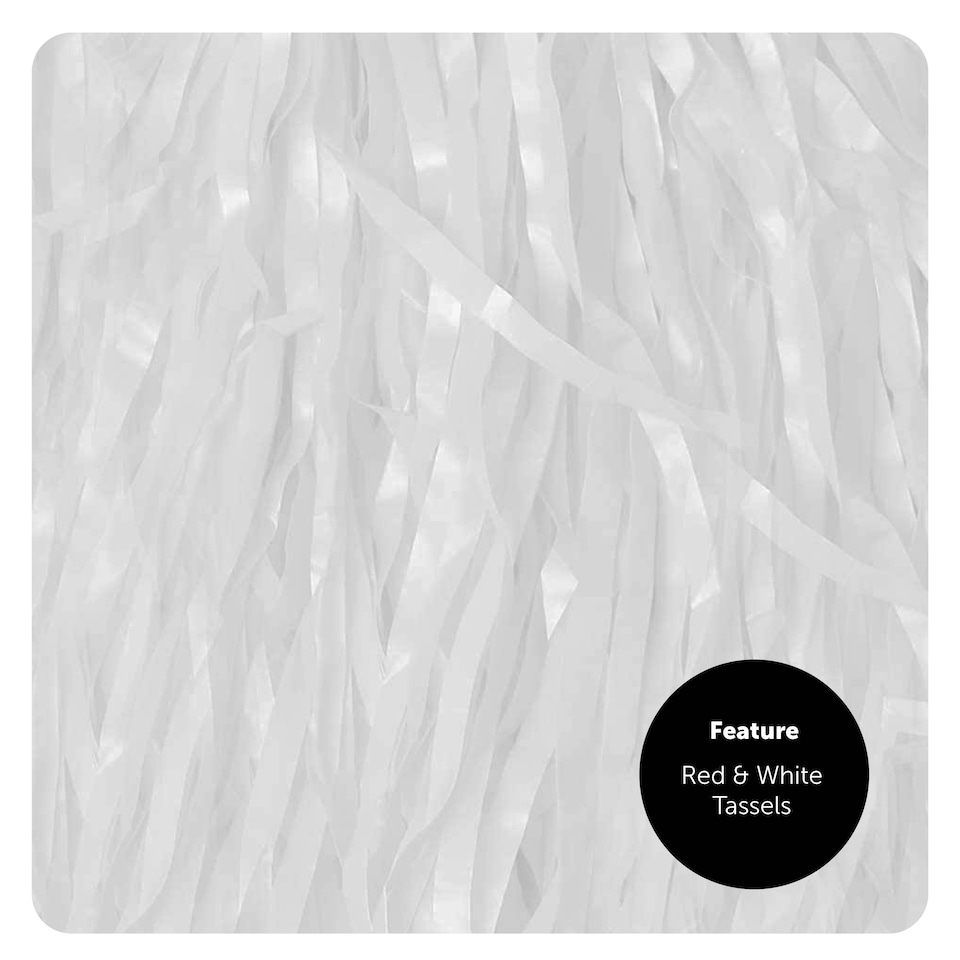 image 1 of White and Red Pom Poms – Pair with Handle Cheerleader Shakers 80g Fancy Dress N/A | One Size
