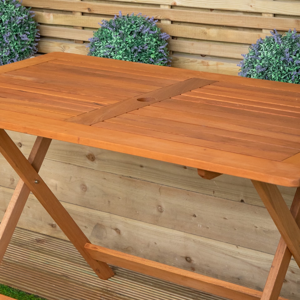 image 1 of Windermere Outdoor 6 Person Folding Rectangular Wooden Table