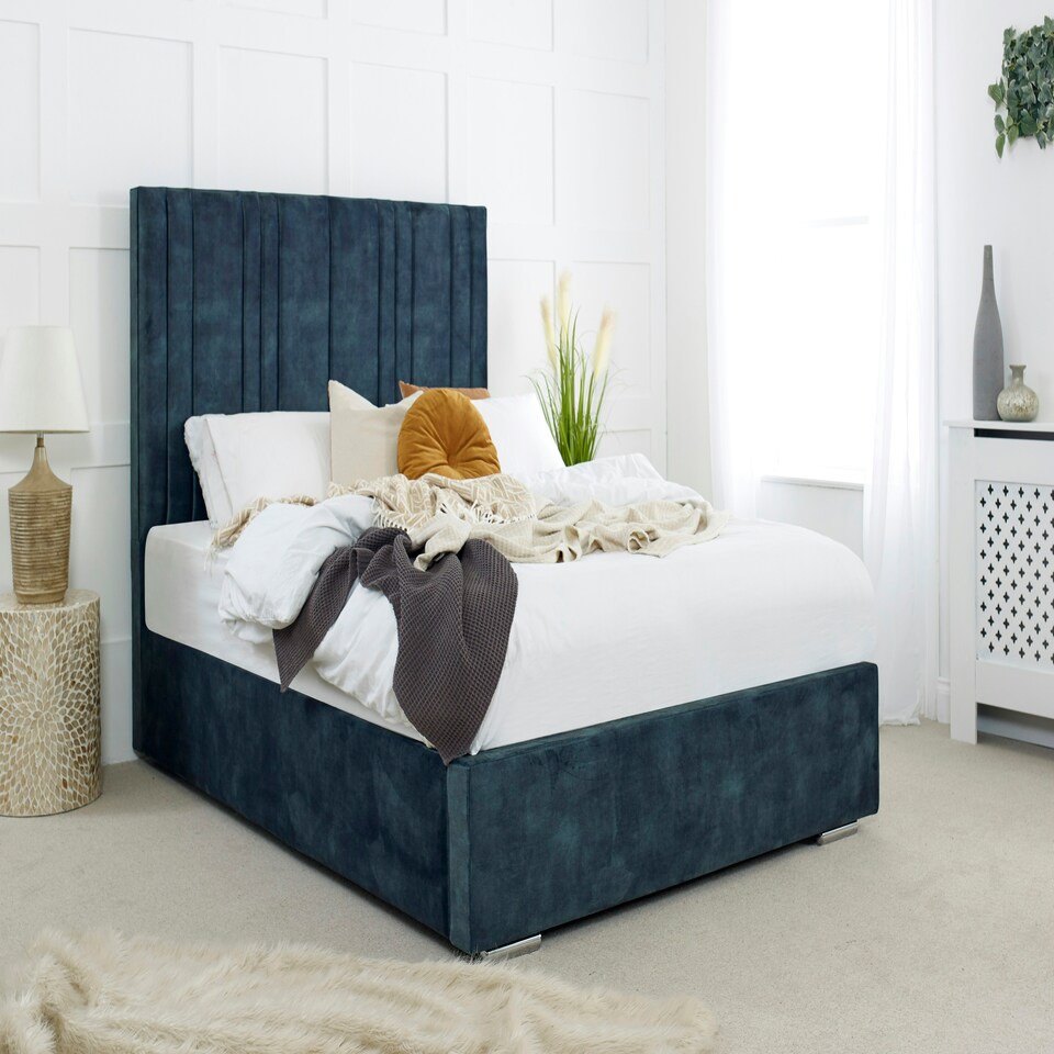 image 1 of Fabio Plush King Bed Frame - Green