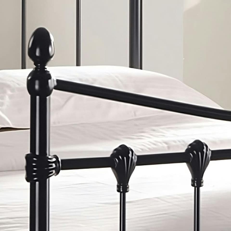 image 1 of 5ft King Size Black Antique Victorian Style Traditional Metal Bed Frame Bedstead, Strong, Robust Bed