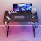 image 4 of House of Home Gaming Desk Carbon Fibre Finish Black 120cm Cup Holder, Headphone Hook | Black
