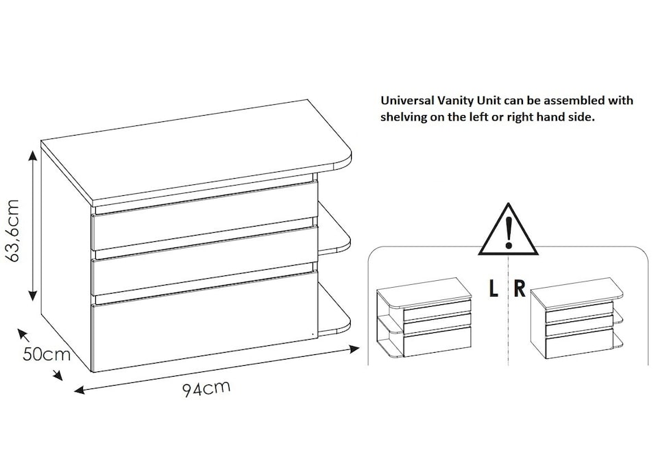 image 1 of Plat Bathroom Vanity Unit, Oak Countertop - White Gloss W940xH635mm