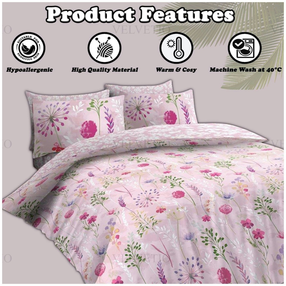image 1 of VELVETIO Samantha Complete Duvet Cover Set with Fitted Sheet Breathable Bedding Quilt