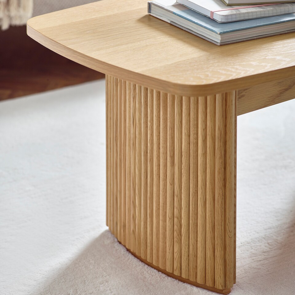 image 1 of Louis Light Oak Effect Fluted 90cm Compact Coffee Table
