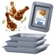 image 1 of Space Saving Non-Stick Stackable 6 Piece ( 35cm, 31cm & 28cm) Roasting Tin Tray Set Silver