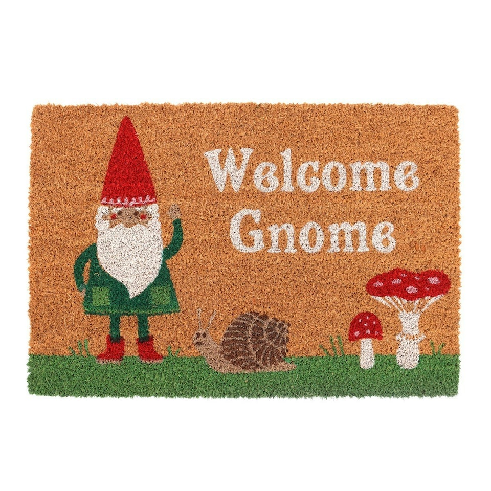 image 1 of Something Different Welcome Gnome Door Mat - Natural/Red/Green - One Size
