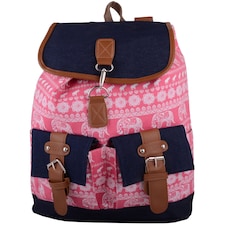 Lorenz Womens Canvas Travel / Holiday / Work / School Backpack / Rucksack with Multiple Features | Pink | Pink