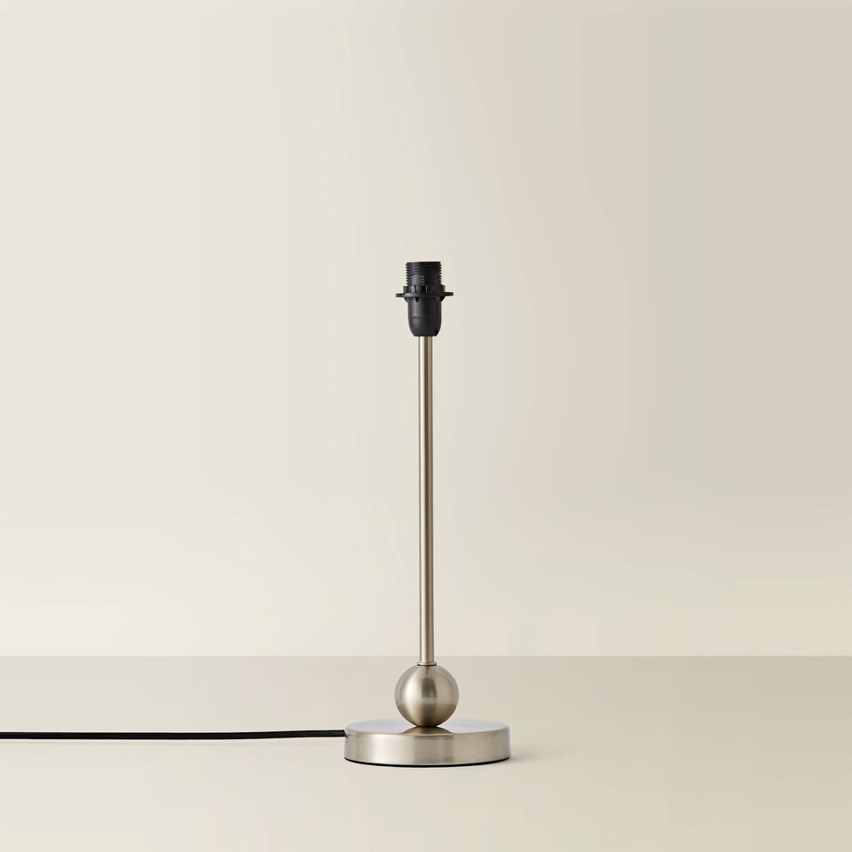 image 1 of ValueLights Theydon Brushed Chrome Single Stem Metal Ball Table Lamp Base