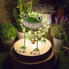 GardenKraft 14990 Solar Powered Light Up Frog Garden Feature